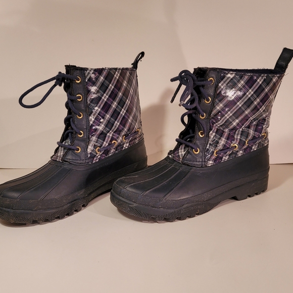 Sperry Top-Sider Women's Blue/Green Plaid Duck Boots Ladies Waterproof-Size 8.5 - Picture 3 of 8